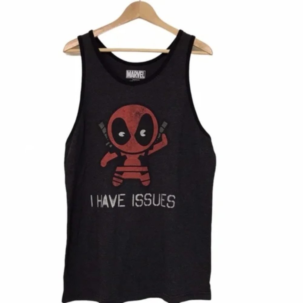 Marvel Deadpool Tank Top Dark Grey Men's Sz M